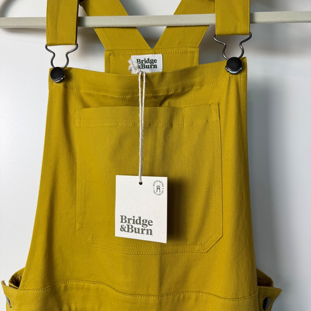 NWT -Yellow- Bridge & Burn Wide Leg Cropped Overalls - Picture 10 of 13